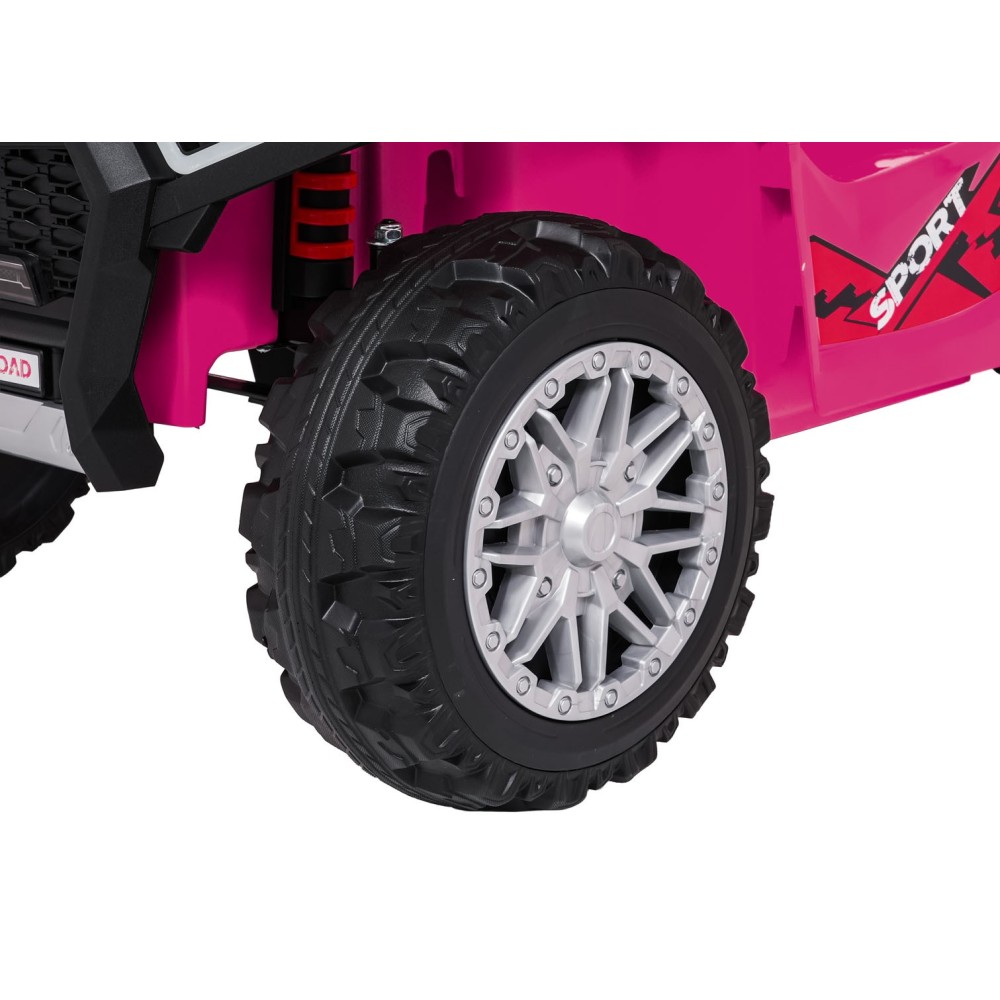 JOKO Elektrická Štvorkolka TX ATV 4x4, 6 kolesové, penové kolesá, kožené sedadlo, Lopatka, nosnosť 40kg, ružové