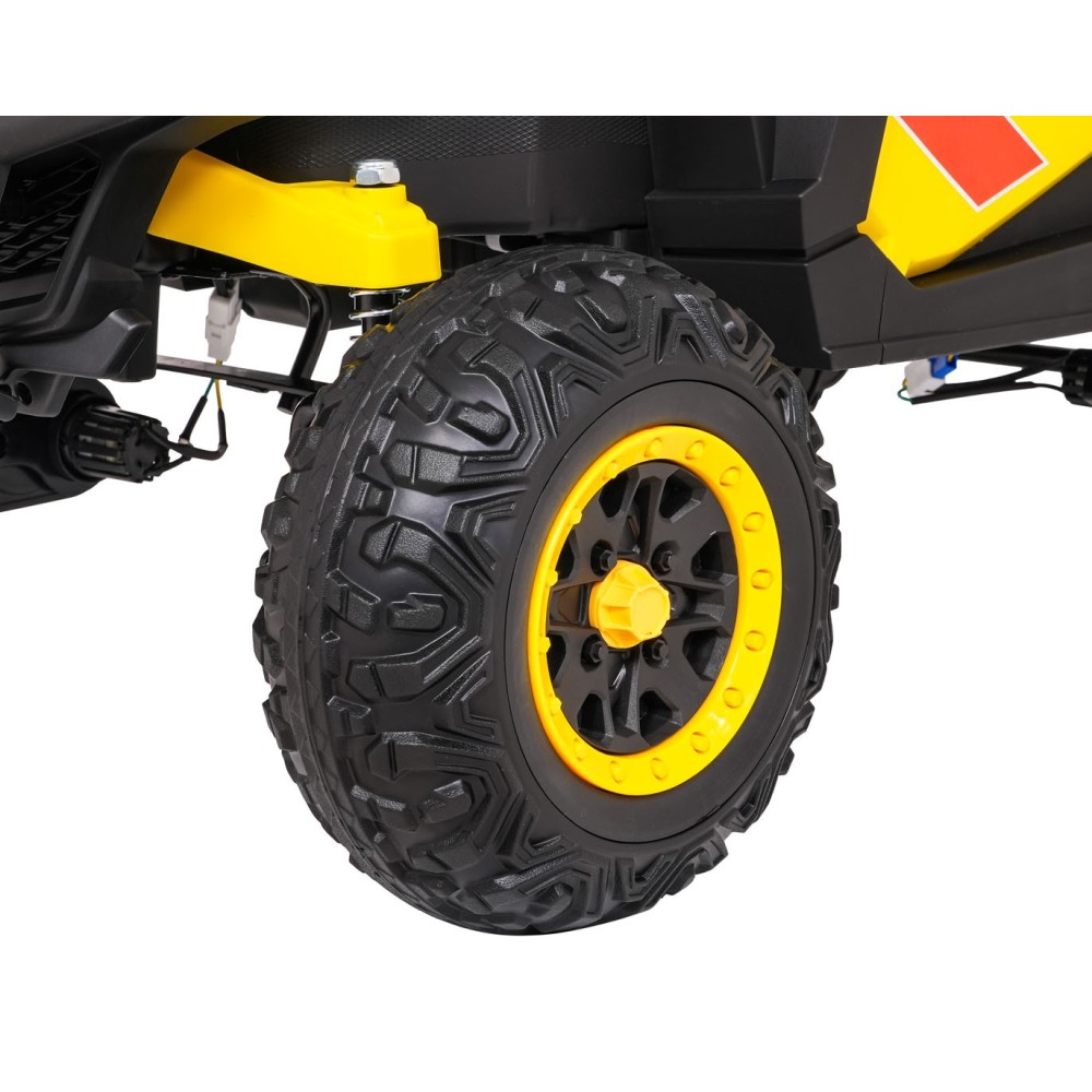 JOKO Elektrické Autíčko Buggy Madman UTV-MX 4x4, penové kolesá, kožené sedadlo, žlté