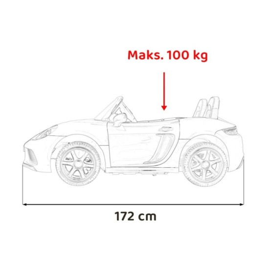 JOKO Veľké Elektrické autíčko Perfecta, Lakované, nafukovacie kolesá, Rýchlosť 15km/h, Dvojmiestne kožené sedadlo, Bezkartáčový 
