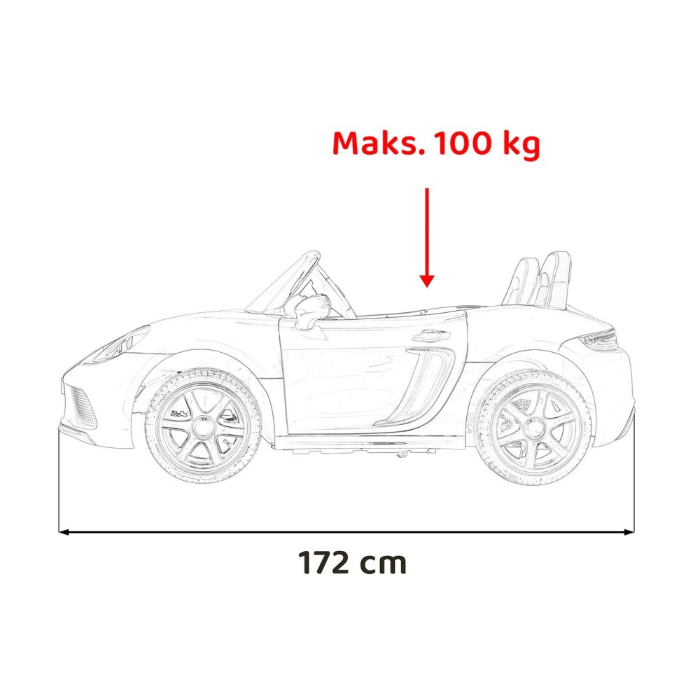 JOKO Veľké Elektrické autíčko Perfecta, Lakované, nafukovacie kolesá, Rýchlosť 15km/h, Dvojmiestne kožené sedadlo, Bezkartáčový 