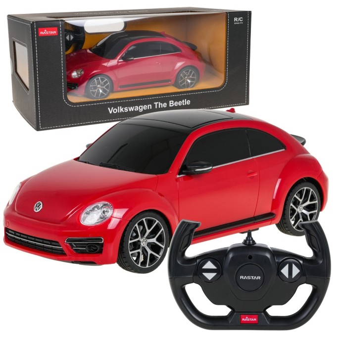 Rastar RC Auto Volkswagen Beetle 1:14 na diaľkové ovládanie + Led Svetlá, červené
