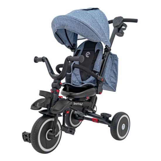 Sportrike Detská Trojkolka RIDER, detský bicykel 3v1 s vodiacou tyčou, modrá