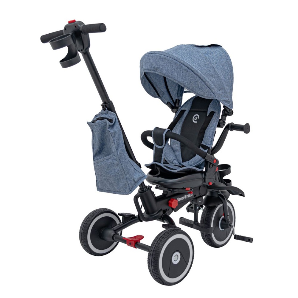 Sportrike Detská Trojkolka RIDER, detský bicykel 3v1 s vodiacou tyčou, modrá