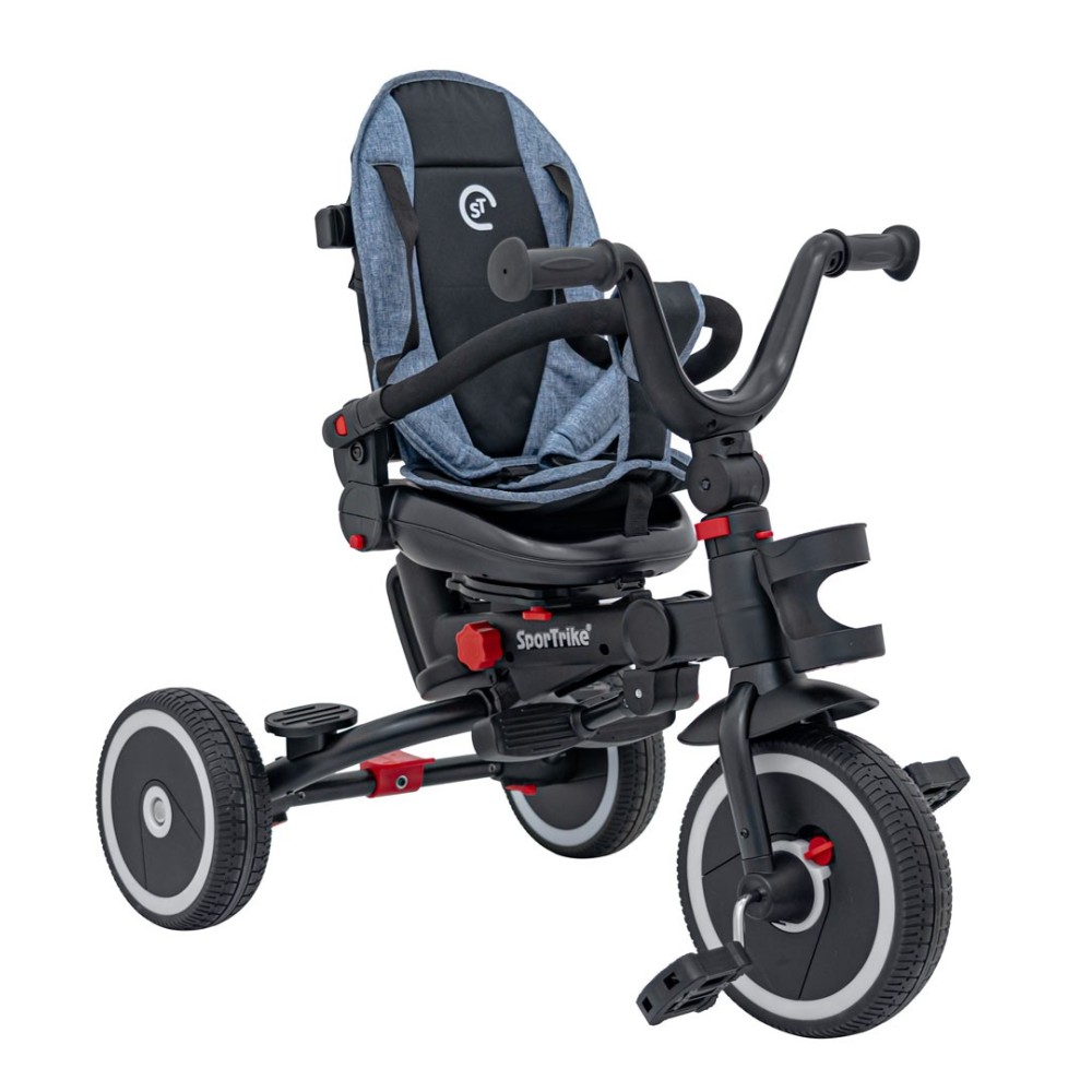 Sportrike Detská Trojkolka RIDER, detský bicykel 3v1 s vodiacou tyčou, modrá