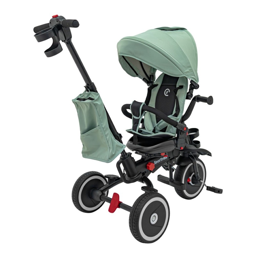 Sportrike Detská Trojkolka RIDER, detský bicykel 3v1 s vodiacou tyčou, zelená