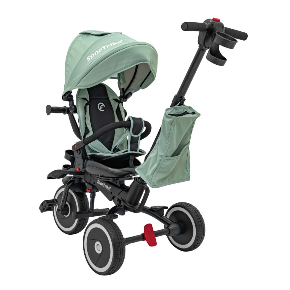 Sportrike Detská Trojkolka RIDER, detský bicykel 3v1 s vodiacou tyčou, zelená