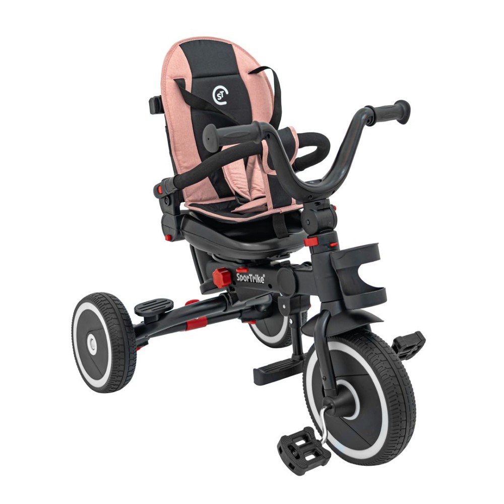Sportrike Detská Trojkolka RIDER, detský bicykel 3v1 s vodiacou tyčou, ružová
