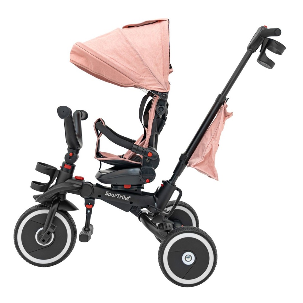 Sportrike Detská Trojkolka RIDER, detský bicykel 3v1 s vodiacou tyčou, ružová