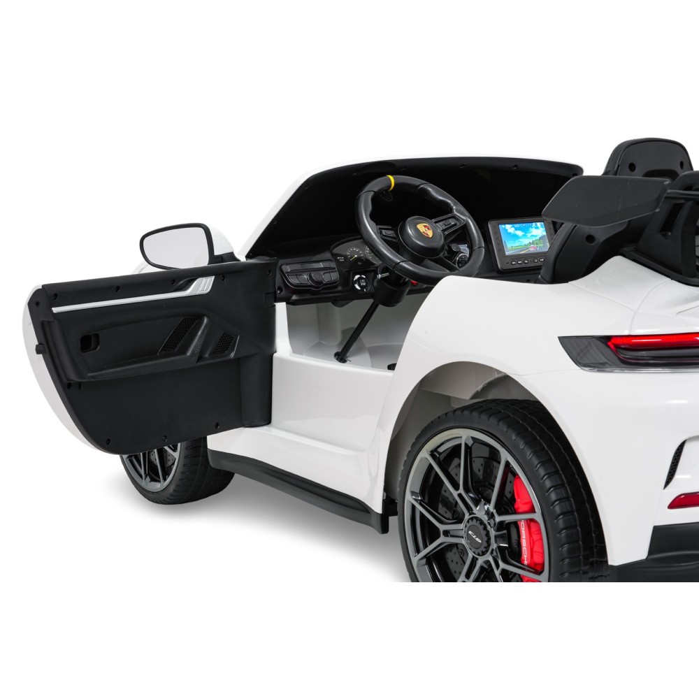 JOKO Elektrické Autíčko Porsche 911 GT 3 4x200W 24V, LCD Dotykový Panel MP4, penové kolesá, kožené sedadlo, Nosnosť 50kg, biele