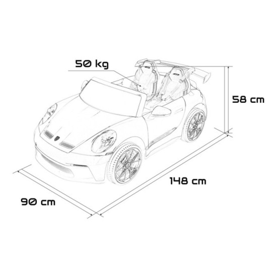 JOKO Elektrické Autíčko Porsche 911 GT 3 4x200W 24V, LCD Dotykový Panel MP4, penové kolesá, kožené sedadlo, Nosnosť 50kg, ružové