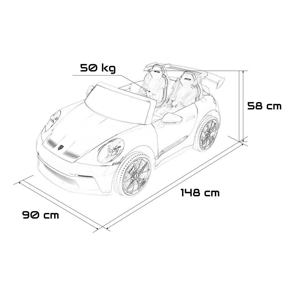 JOKO Elektrické Autíčko Porsche 911 GT 3 4x200W 24V, LCD Dotykový Panel MP4, penové kolesá, kožené sedadlo, Nosnosť 50kg, ružové
