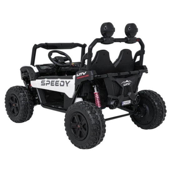 JOKO Elektrické autíčko Buggy SPEEDY 4x4, 4x200W, Dvojmiestne Kožené sedadlo, Penové kolesá, Osvetlená kapota, nosnosť 60kg, bie