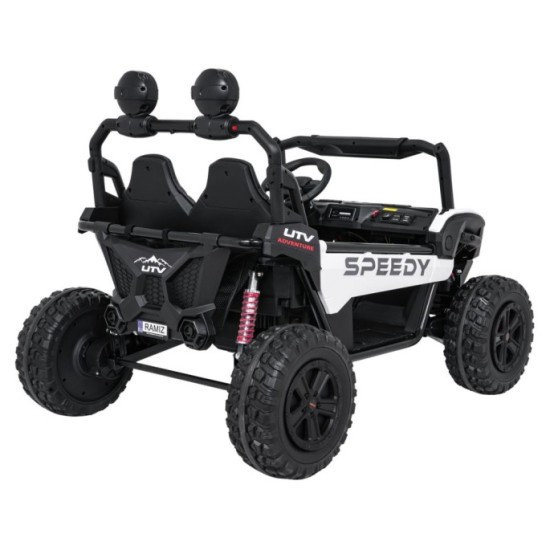 JOKO Elektrické autíčko Buggy SPEEDY 4x4, 4x200W, Dvojmiestne Kožené sedadlo, Penové kolesá, Osvetlená kapota, nosnosť 60kg, bie