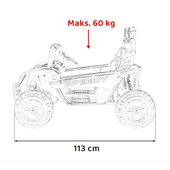 JOKO Elektrické autíčko Buggy SPEEDY 4x4, 4x200W, Dvojmiestne Kožené sedadlo, Penové kolesá, Osvetlená kapota, nosnosť 60kg, bie