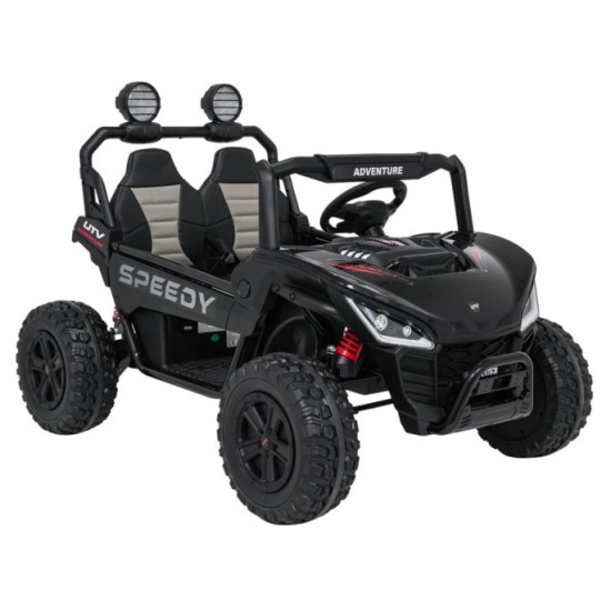 JOKO Elektrické autíčko Buggy SPEEDY 4x4, 4x200W, Dvojmiestne Kožené sedadlo, Penové kolesá, Osvetlená kapota, nosnosť 60kg, čie