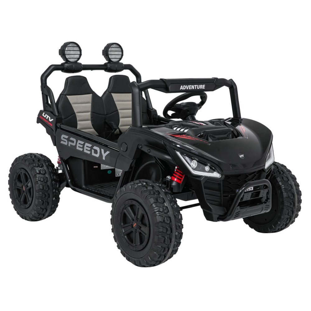 JOKO Elektrické autíčko Buggy SPEEDY 4x4, 4x200W, Dvojmiestne Kožené sedadlo, Penové kolesá, Osvetlená kapota, nosnosť 60kg, čie