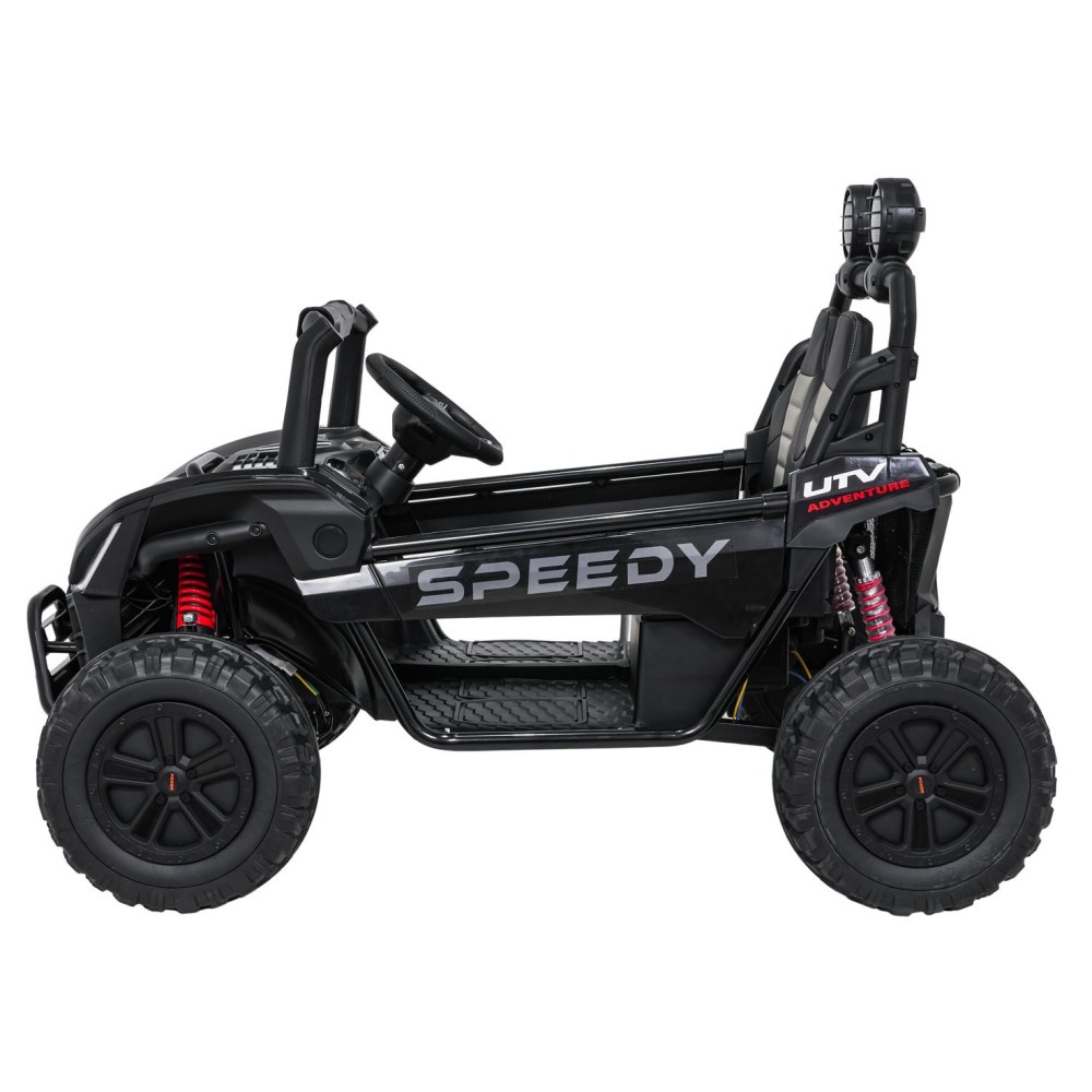 JOKO Elektrické autíčko Buggy SPEEDY 4x4, 4x200W, Dvojmiestne Kožené sedadlo, Penové kolesá, Osvetlená kapota, nosnosť 60kg, čie