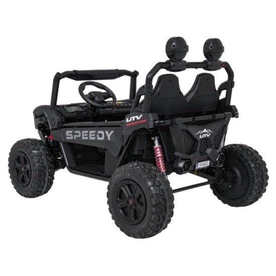 JOKO Elektrické autíčko Buggy SPEEDY 4x4, 4x200W, Dvojmiestne Kožené sedadlo, Penové kolesá, Osvetlená kapota, nosnosť 60kg, čie