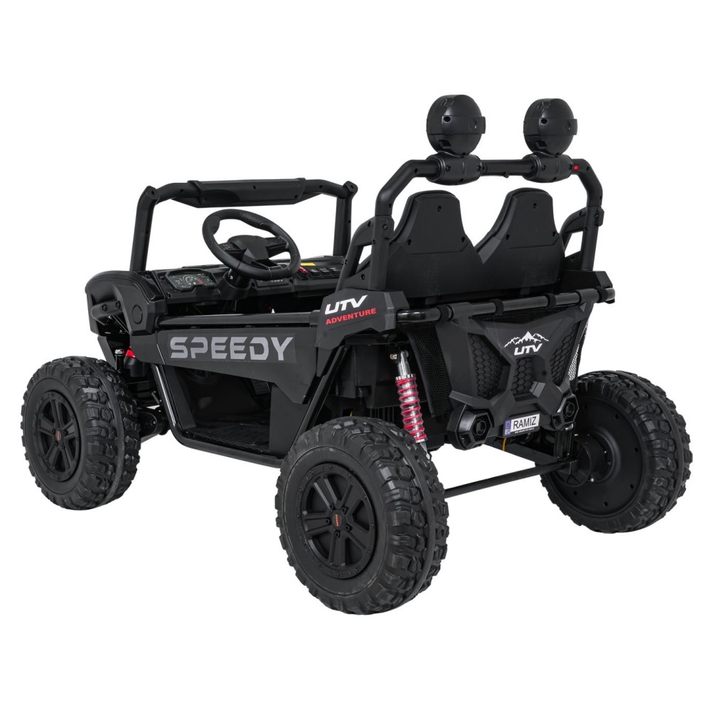 JOKO Elektrické autíčko Buggy SPEEDY 4x4, 4x200W, Dvojmiestne Kožené sedadlo, Penové kolesá, Osvetlená kapota, nosnosť 60kg, čie
