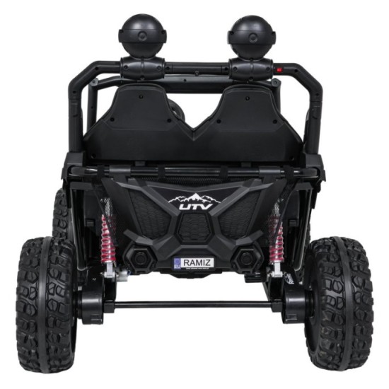 JOKO Elektrické autíčko Buggy SPEEDY 4x4, 4x200W, Dvojmiestne Kožené sedadlo, Penové kolesá, Osvetlená kapota, nosnosť 60kg, čie