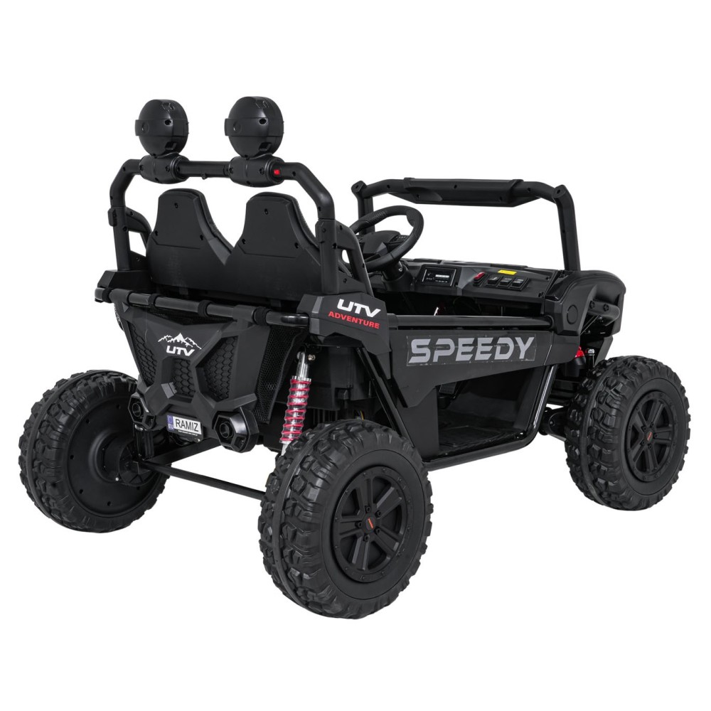 JOKO Elektrické autíčko Buggy SPEEDY 4x4, 4x200W, Dvojmiestne Kožené sedadlo, Penové kolesá, Osvetlená kapota, nosnosť 60kg, čie