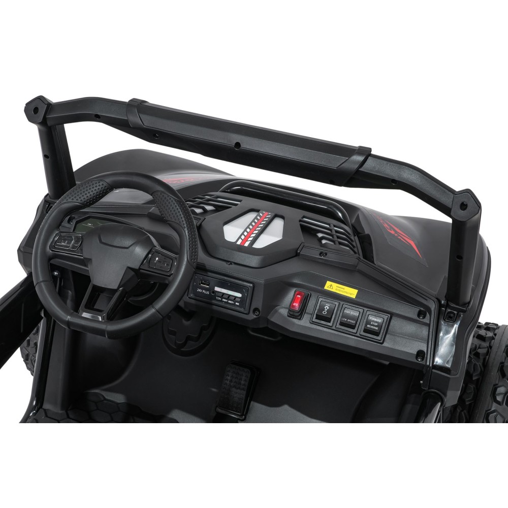 JOKO Elektrické autíčko Buggy SPEEDY 4x4, 4x200W, Dvojmiestne Kožené sedadlo, Penové kolesá, Osvetlená kapota, nosnosť 60kg, čie