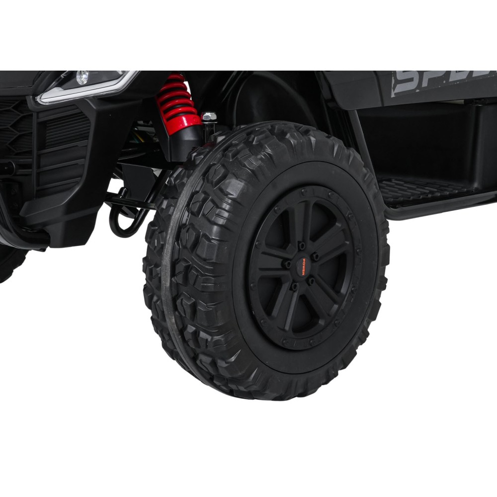 JOKO Elektrické autíčko Buggy SPEEDY 4x4, 4x200W, Dvojmiestne Kožené sedadlo, Penové kolesá, Osvetlená kapota, nosnosť 60kg, čie