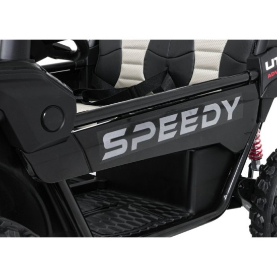 JOKO Elektrické autíčko Buggy SPEEDY 4x4, 4x200W, Dvojmiestne Kožené sedadlo, Penové kolesá, Osvetlená kapota, nosnosť 60kg, čie