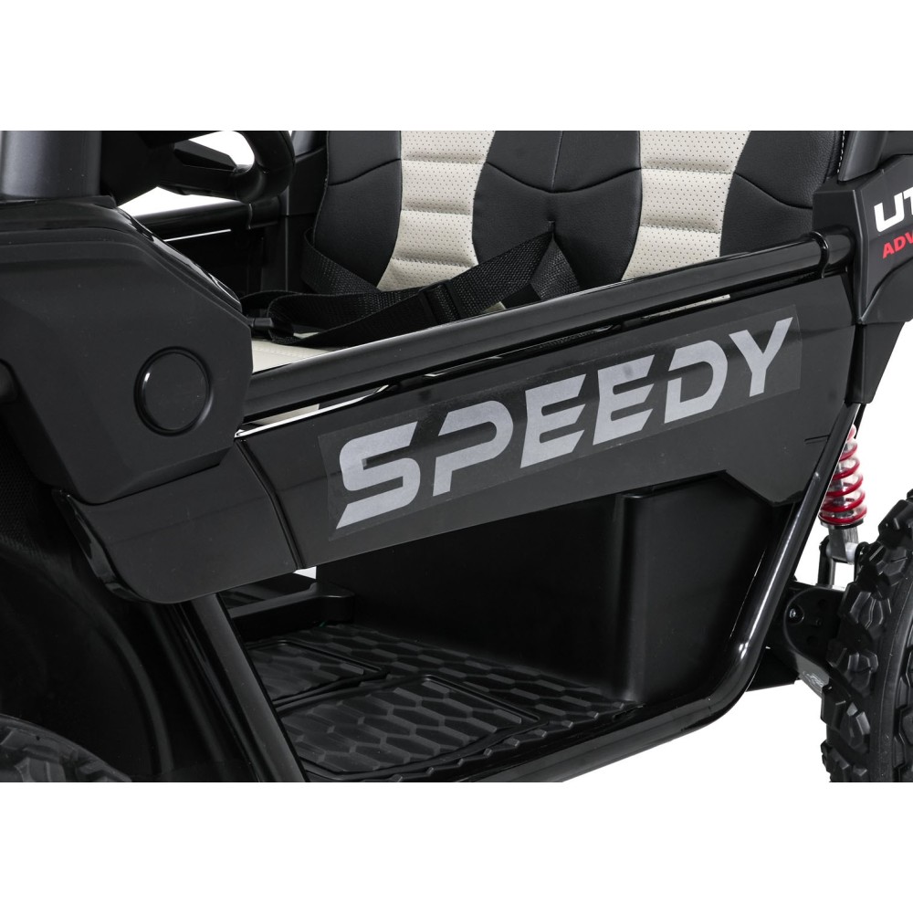 JOKO Elektrické autíčko Buggy SPEEDY 4x4, 4x200W, Dvojmiestne Kožené sedadlo, Penové kolesá, Osvetlená kapota, nosnosť 60kg, čie