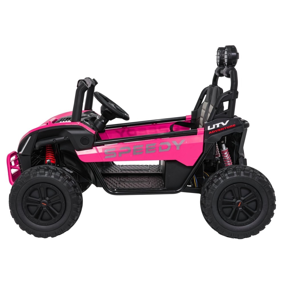 JOKO Elektrické autíčko Buggy SPEEDY 4x4, 4x200W, Dvojmiestne Kožené sedadlo, Penové kolesá, Osvetlená kapota, nosnosť 60kg, ruž