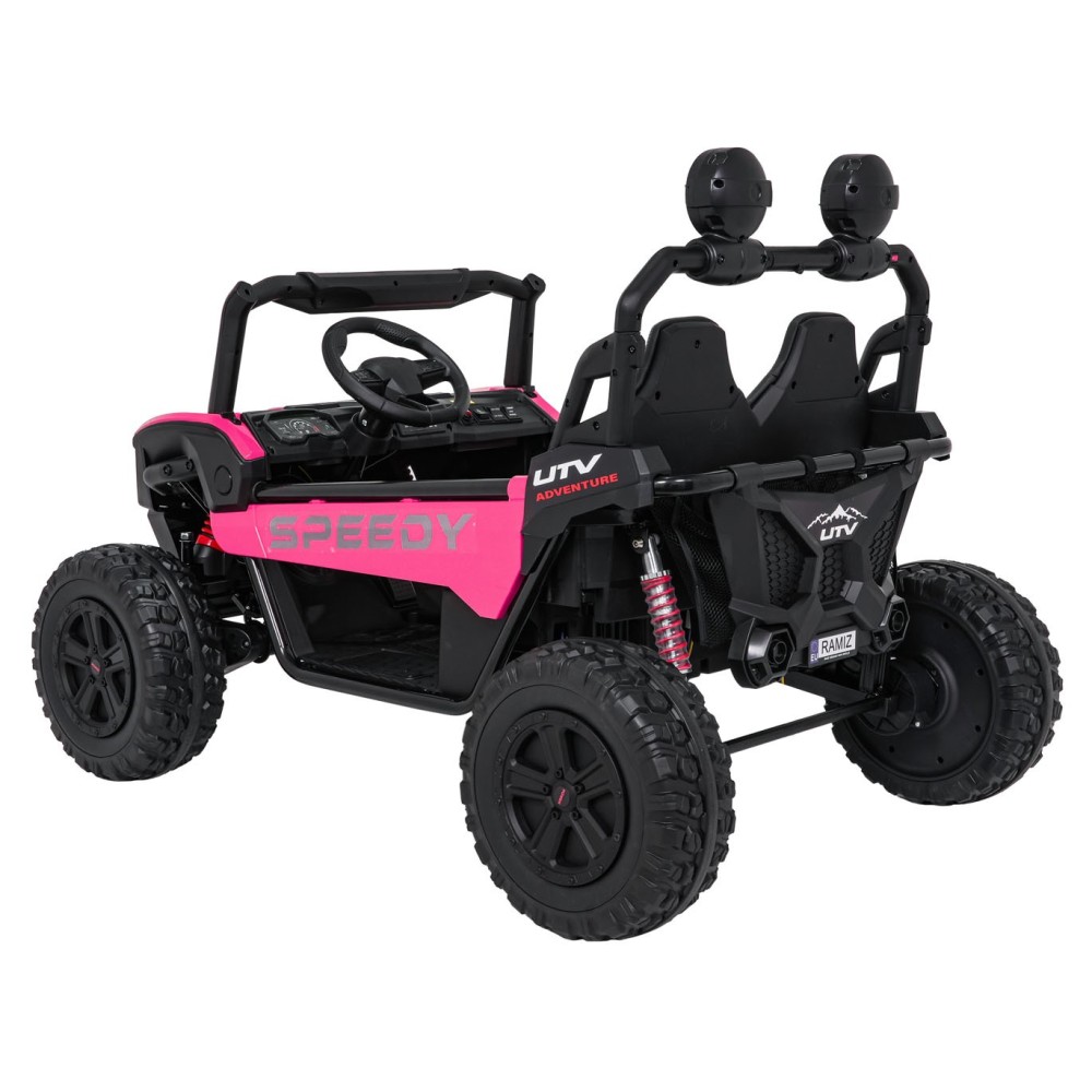 JOKO Elektrické autíčko Buggy SPEEDY 4x4, 4x200W, Dvojmiestne Kožené sedadlo, Penové kolesá, Osvetlená kapota, nosnosť 60kg, ruž