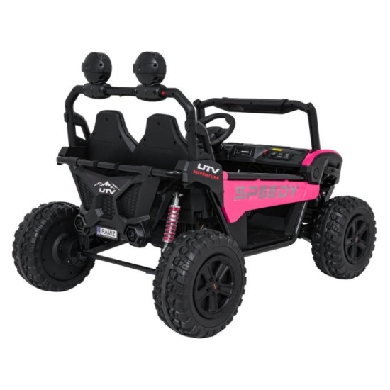 JOKO Elektrické autíčko Buggy SPEEDY 4x4, 4x200W, Dvojmiestne Kožené sedadlo, Penové kolesá, Osvetlená kapota, nosnosť 60kg, ruž