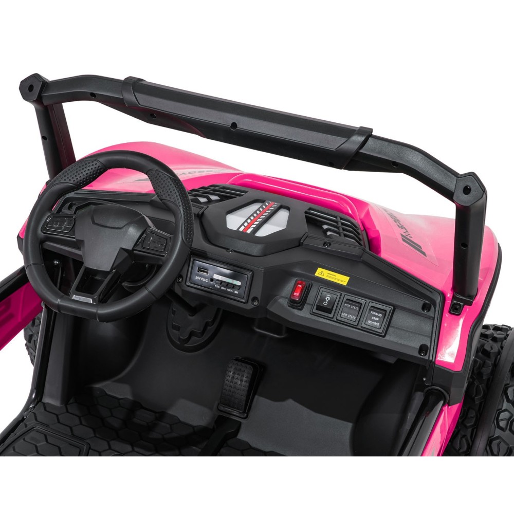 JOKO Elektrické autíčko Buggy SPEEDY 4x4, 4x200W, Dvojmiestne Kožené sedadlo, Penové kolesá, Osvetlená kapota, nosnosť 60kg, ruž