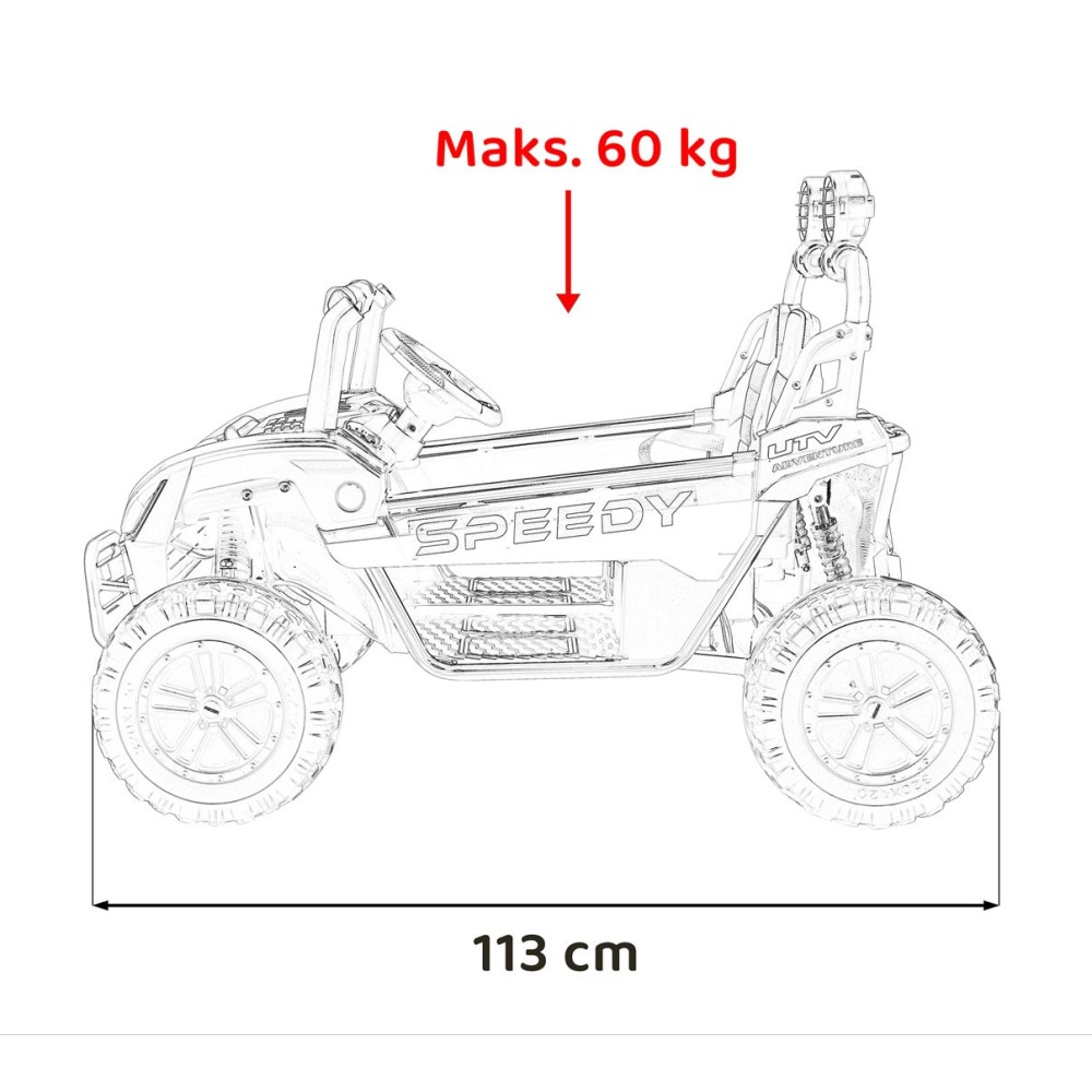JOKO Elektrické autíčko Buggy SPEEDY 4x4, 4x200W, Dvojmiestne Kožené sedadlo, Penové kolesá, Osvetlená kapota, nosnosť 60kg, ruž