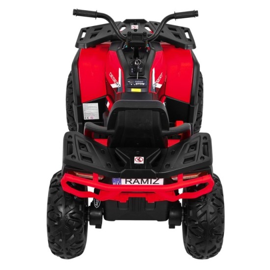 JOKO Elektrická štvorkolka 4x4 ATV Desert, penové kolesá, kožené sedadlo, červená