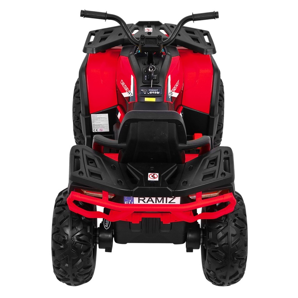 JOKO Elektrická štvorkolka 4x4 ATV Desert, penové kolesá, kožené sedadlo, červená