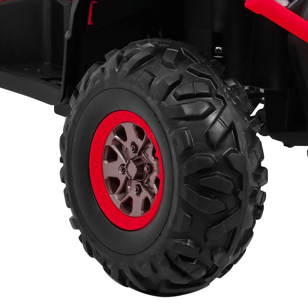JOKO Elektrická štvorkolka 4x4 ATV Desert, penové kolesá, kožené sedadlo, červená