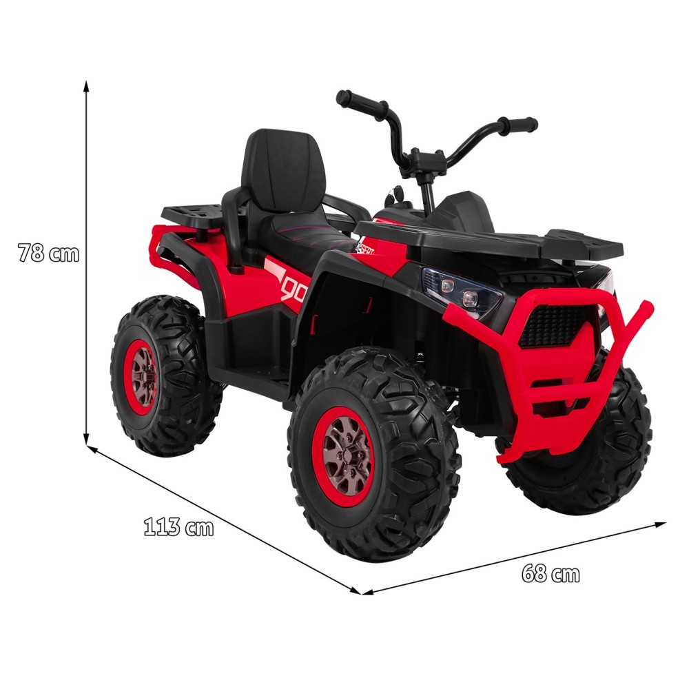 JOKO Elektrická štvorkolka 4x4 ATV Desert, penové kolesá, kožené sedadlo, červená