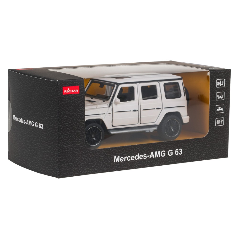 Rastar Kovové auto Mercedes-Benz AMG G63 1:32, kovový model so svetlom a zvukom na batérie, biele