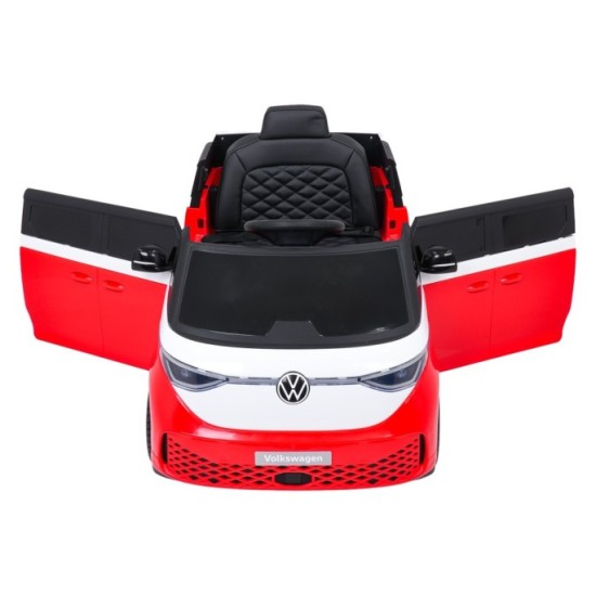 JOKO Elektrické autíčko Volkswagen ID BUZZ, penové kolesá, kožené sedadlo, červené