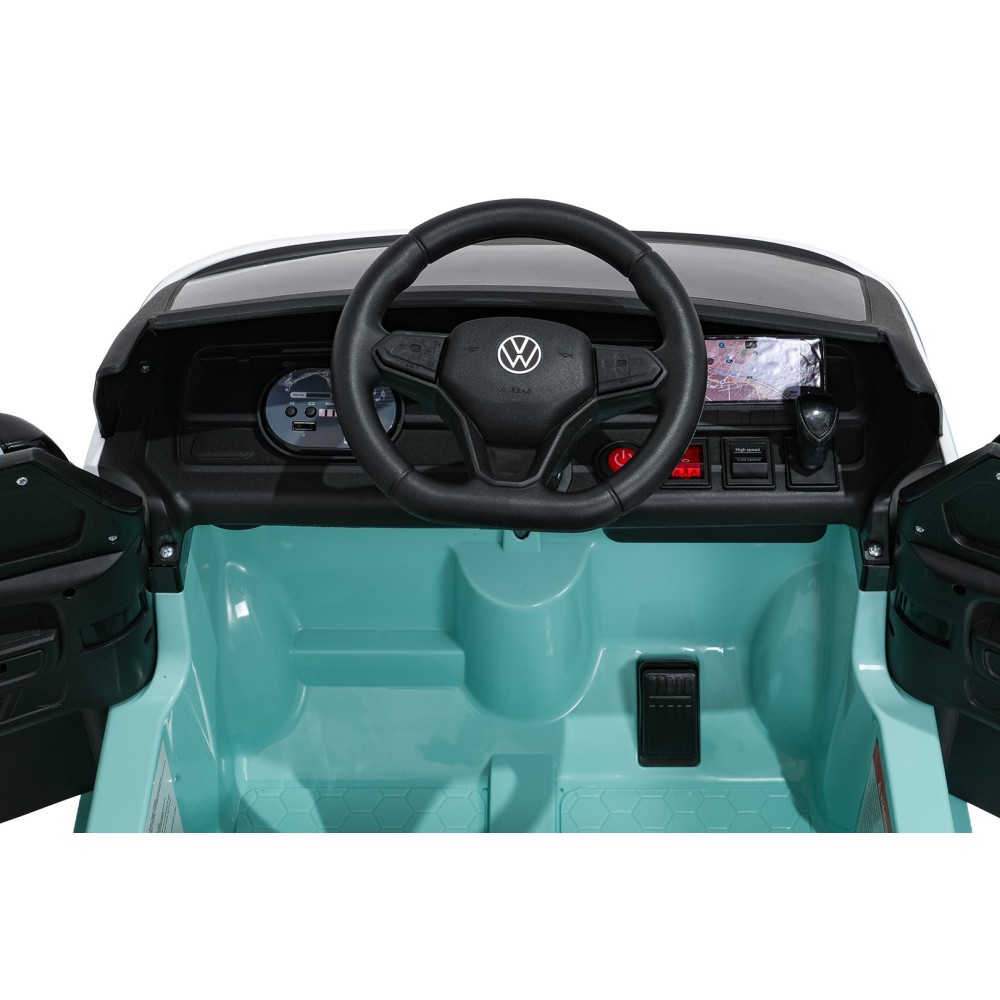 JOKO Elektrické autíčko Volkswagen ID BUZZ, penové kolesá, kožené sedadlo, modré