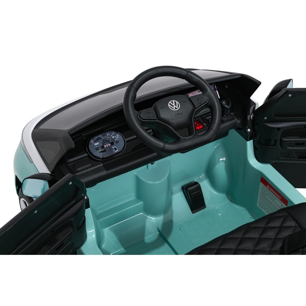 JOKO Elektrické autíčko Volkswagen ID BUZZ, penové kolesá, kožené sedadlo, modré