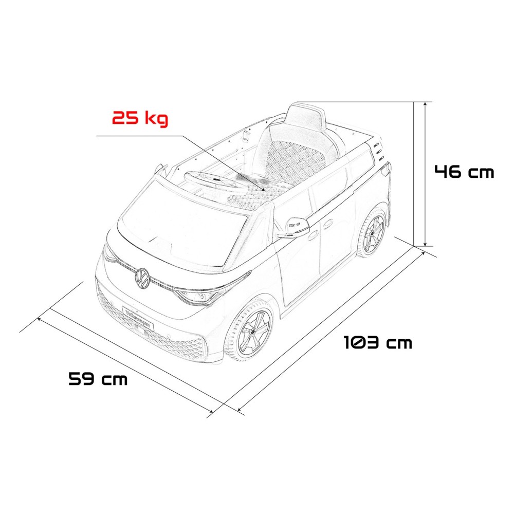 JOKO Elektrické autíčko Volkswagen ID BUZZ, penové kolesá, kožené sedadlo, modré