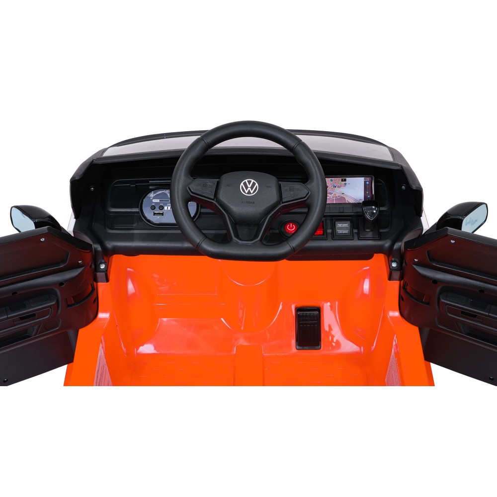 JOKO Elektrické autíčko Volkswagen ID BUZZ, penové kolesá, kožené sedadlo, oranžové