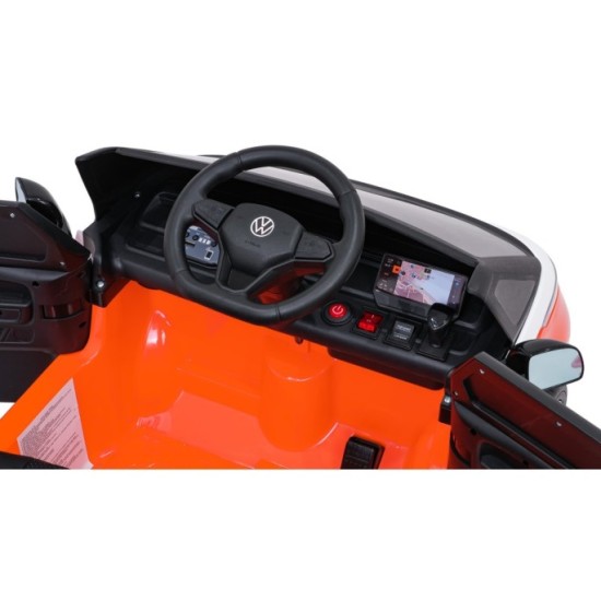 JOKO Elektrické autíčko Volkswagen ID BUZZ, penové kolesá, kožené sedadlo, oranžové