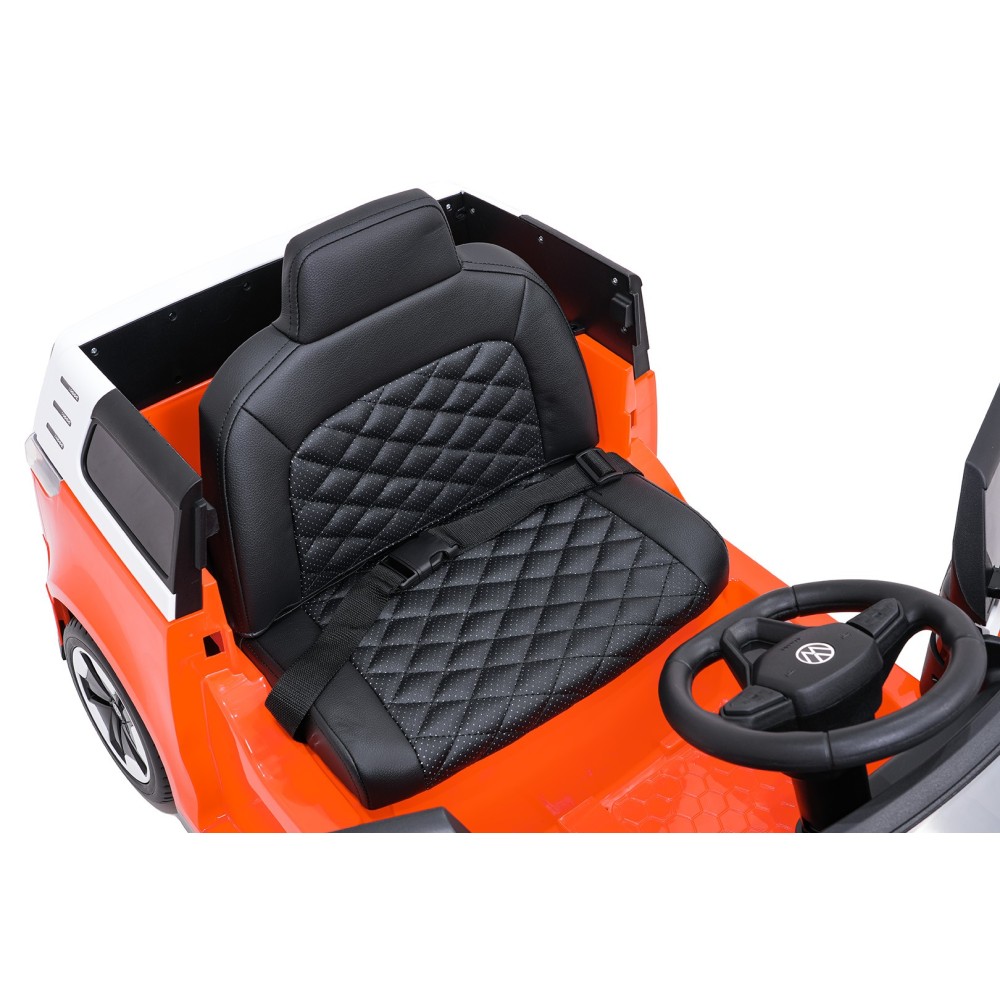 JOKO Elektrické autíčko Volkswagen ID BUZZ, penové kolesá, kožené sedadlo, oranžové