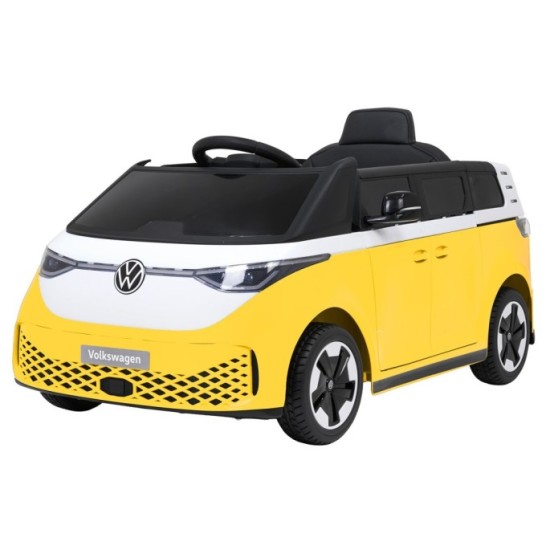 JOKO Elektrické autíčko Volkswagen ID BUZZ, penové kolesá, kožené sedadlo, žlté