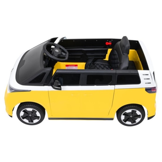 JOKO Elektrické autíčko Volkswagen ID BUZZ, penové kolesá, kožené sedadlo, žlté