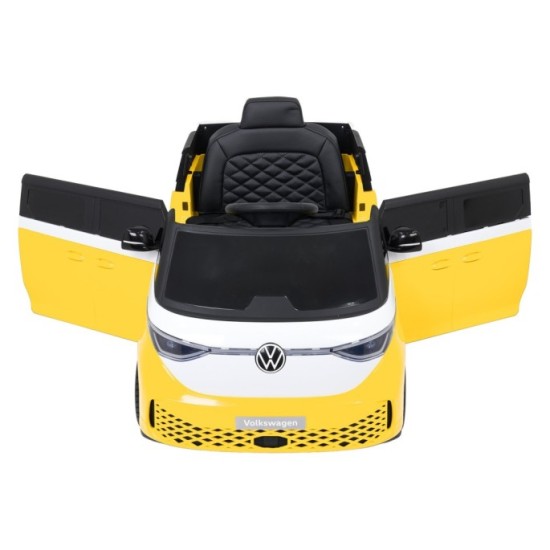 JOKO Elektrické autíčko Volkswagen ID BUZZ, penové kolesá, kožené sedadlo, žlté