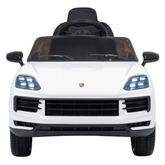 JOKO Elektrické Autíčko Porsche Cayenne, penové kolesá, kožené sedadlo, biele